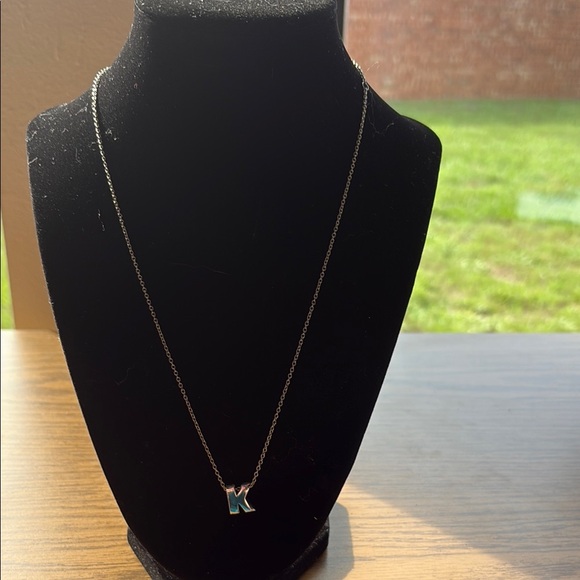 Silver Initial 'K' Pendant Necklace - Picture 1 of 4